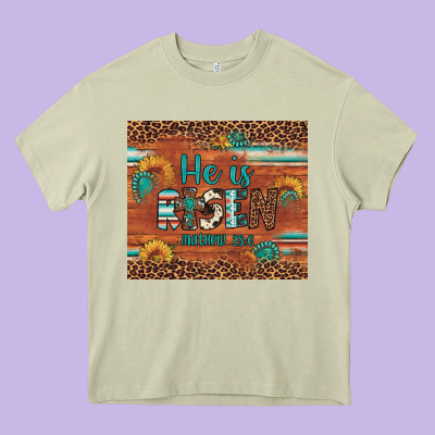 He Is Risen Gemstone Sunflower Leopard Heavy Core Tee Designed By Artiststas