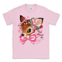 Bubblegum Pink reindeer head christmas Classic Tee - MaliasSmallBusiness