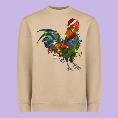 Christmas Lights Rooster Heavyweight Sweatshirt Designed By Ranaportraitstore