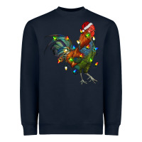Navy Christmas Lights Rooster Heavyweight Sweatshirt - RanaPortraitStore