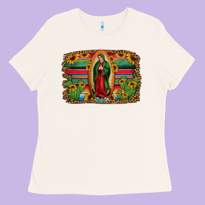 Lady Of Guadalupe Serape Background Ladies Tee Designed By Jasminsmagicworld