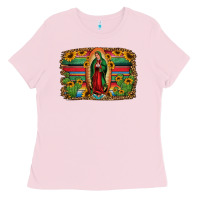 Bubblegum Pink lady of guadalupe serape background Ladies Tee - Jasminsmagicworld