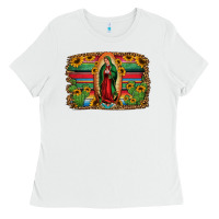 White lady of guadalupe serape background Ladies Tee - Jasminsmagicworld