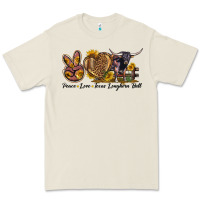 Bone Peace Love Texas Longhorn Bull Premium Tee - LillyAllenDesigns