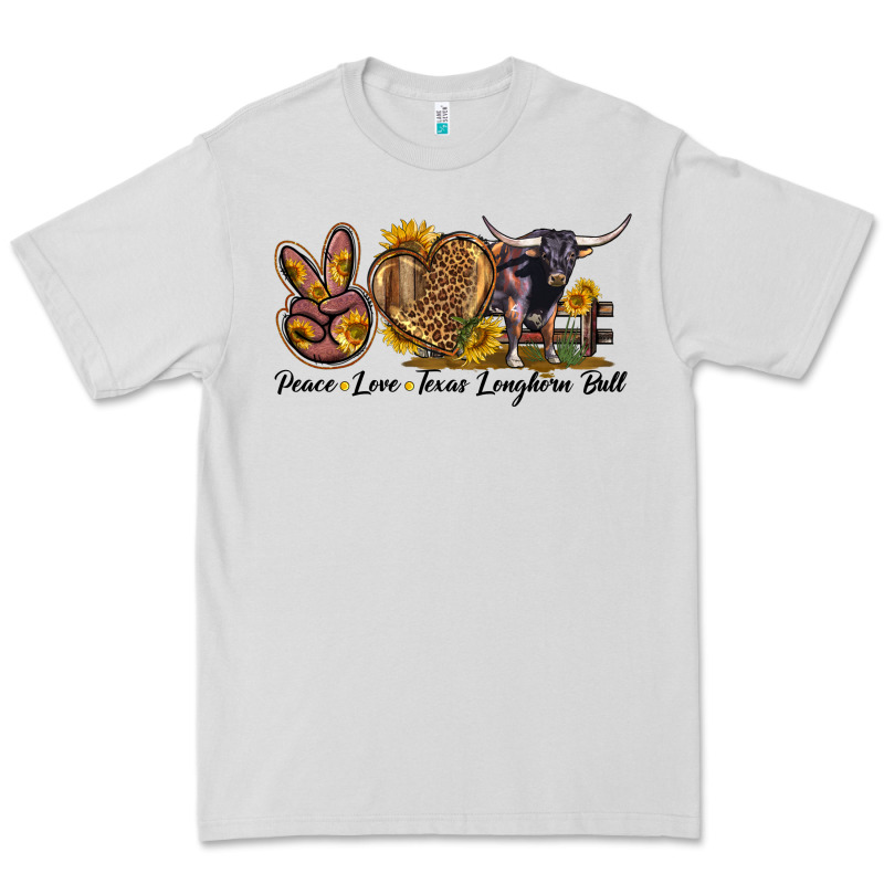 Peace Love Texas Longhorn Bull Premium Tee by LillyAllenDesigns | Teevron