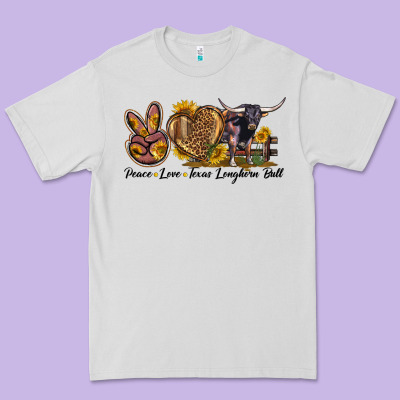 Peace Love Texas Longhorn Bull Premium Tee Designed By Lillyallendesigns