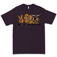 Plum Peace Love Texas Longhorn Bull Premium Tee - LillyAllenDesigns