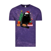 Cloud Purple christmas black cat Vintage Tee - MaliasSmallBusiness