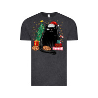 Vintage Black christmas black cat Vintage Tee - MaliasSmallBusiness