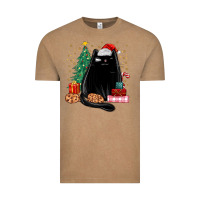 Vintage Coffee christmas black cat Vintage Tee - MaliasSmallBusiness