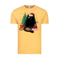Vintage Mustard christmas black cat Vintage Tee - MaliasSmallBusiness