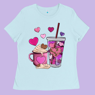 Valentines Day Heart Coffe Ladies Tee Designed By Adodesignshop