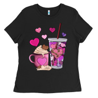 Black valentines day heart coffe Ladies Tee - AdoDesignShop