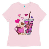 Bubblegum Pink valentines day heart coffe Ladies Tee - AdoDesignShop