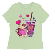 Matcha valentines day heart coffe Ladies Tee - AdoDesignShop