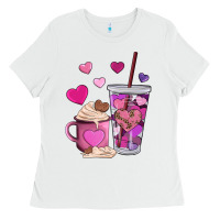 White valentines day heart coffe Ladies Tee - AdoDesignShop