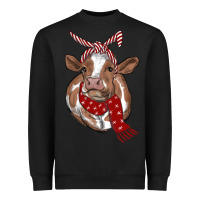 Black Christmas Heifer With Scarf Heavyweight Sweatshirt - RanaPortraitStore