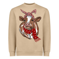 Christmas Heifer With Scarf Heavyweight Sweatshirt | Teevron