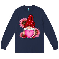 Navy valentine's day with sunflowers gnomes Long Sleeve Tee - RanaPortraitStore