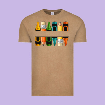 Custom Crayons With Pencil Vintage Tee Designed By Nancycooperartshop