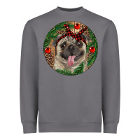 Storm Christmas Pug With Leopard Heavyweight Sweatshirt - RanaPortraitStore