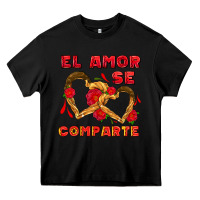 Black el amor se comparte with churros Heavy Core Tee - AdoDesignShop