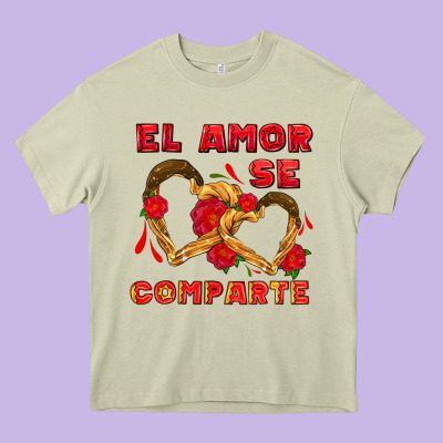 El Amor Se Comparte With Churros Heavy Core Tee Designed By Adodesignshop