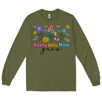 Army Green helping little minds grow Long Sleeve Tee - Artiststas