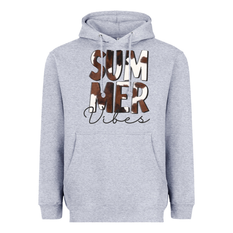 Summer Vibes Brown White Cowhide Heavyweight Hoodie by CowCowDesign | Teevron