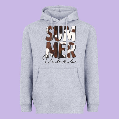 Summer Vibes Brown White Cowhide Heavyweight Hoodie Designed By Cowcowdesign