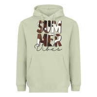 Matcha Summer Vibes Brown White Cowhide Heavyweight Hoodie - CowCowDesign