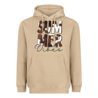 Mushroom Summer Vibes Brown White Cowhide Heavyweight Hoodie - CowCowDesign