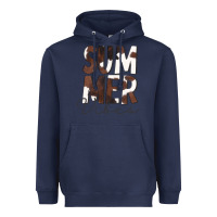 Navy Summer Vibes Brown White Cowhide Heavyweight Hoodie - CowCowDesign