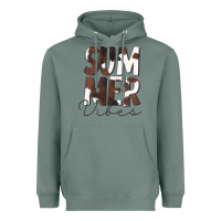 Sage Summer Vibes Brown White Cowhide Heavyweight Hoodie - CowCowDesign