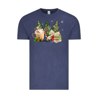 Vintage Denim christmas coffee and book Vintage Tee - MaliasSmallBusiness