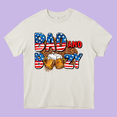 Bad And Boozy Usa Heavy Core Tee Designed By Adodesignshop
