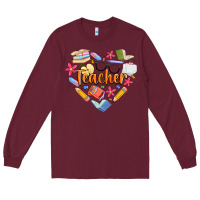 Burgundy teacher heart Long Sleeve Tee - Artiststas