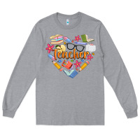 Heather Grey teacher heart Long Sleeve Tee - Artiststas