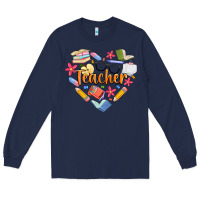 Navy teacher heart Long Sleeve Tee - Artiststas