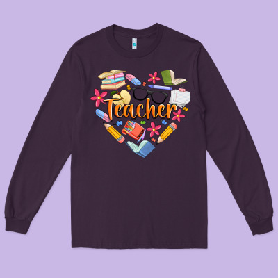 Teacher Heart Long Sleeve Tee Designed By Artiststas