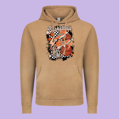 Checkered Retro Basketball Vintage Hoodie Designed By Maliassmallbusiness