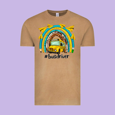 Bus Driver Rainbow Vintage Tee Designed By Nancycooperartshop