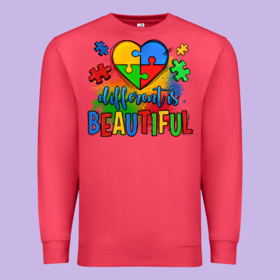 Different Is Beautiful Autism Premium Sweatshirt Designed By Oliviacreatesart