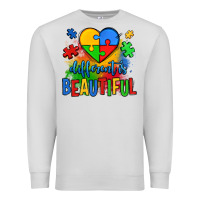 Dove Grey different is beautiful autism Premium Sweatshirt - OliviaCreatesArt
