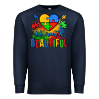 Navy different is beautiful autism Premium Sweatshirt - OliviaCreatesArt
