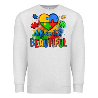 Oatmeal Heather different is beautiful autism Premium Sweatshirt - OliviaCreatesArt