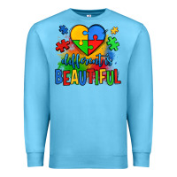 Ocean Blue different is beautiful autism Premium Sweatshirt - OliviaCreatesArt
