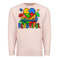 Pale Pink different is beautiful autism Premium Sweatshirt - OliviaCreatesArt
