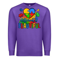 Purple different is beautiful autism Premium Sweatshirt - OliviaCreatesArt