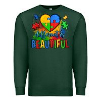 Sports Green different is beautiful autism Premium Sweatshirt - OliviaCreatesArt